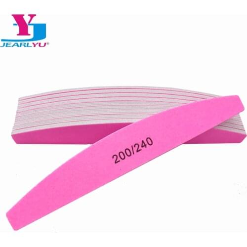 10pcs Pink Nail File 200 240 Srong Lima Buffer Acrylic Files Manicure Pedicure Half Moon Sanding Foam Accessoires Gel Nail Tools