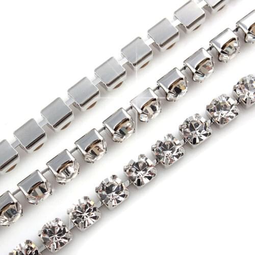 10yards rhinestones Chain white/clear ss6~ss18 cup Chain crystal for DIY Rhinestone Sew On clothing stones Ornament accessories