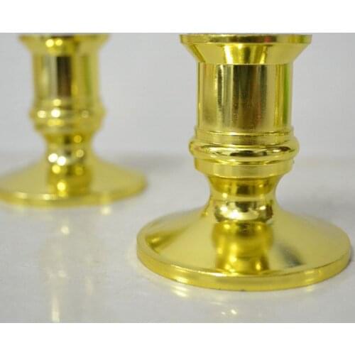 2pcs Plastic Gold Plated Candle Base Holder Pillar Candlestick Stand For Electronic Candles Tapers Christmas Party Decor Q1FD