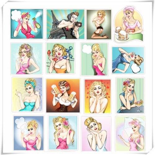 24pcs vintage Pop girl Stickers Crafts And Scrapbooking stickers kids toys book Decorative sticker DIY Stationery