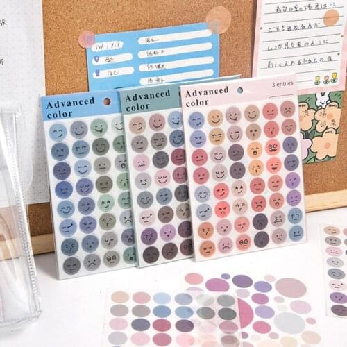 3 Sheets/Set Cartoon Dot Smiley Face Stickers Color Cute Student Stationery Stickers Funny Office Supplies