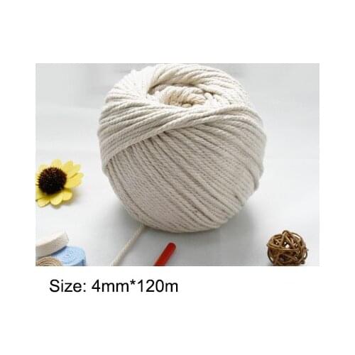 3mm/4mm/5mm/6mm/8mm Natural Cotton Ropes DIY Macrame Cord Wall Hanging Plant Hanger Craft Making Knitting Rope Home Decoration