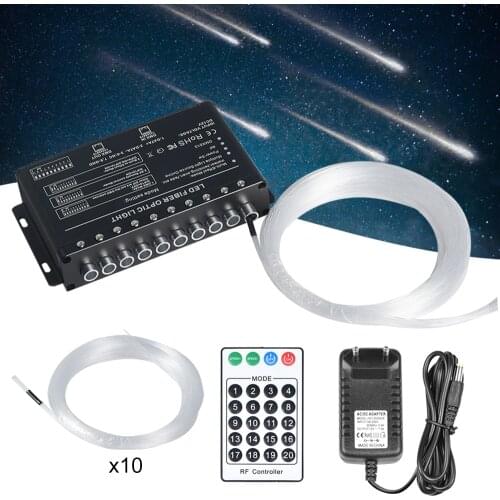 5W Shooting Stars Fiber Optic Light Source Meteor Effect+10PCS 1.0mm*5PCS*5M End Glow Fiber Optic PMMA Plastic Cable