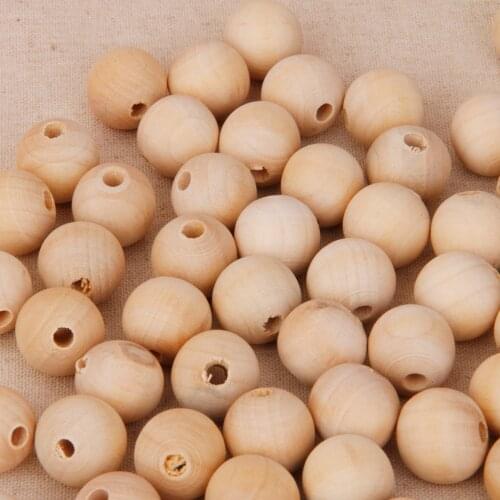 50 Pieces of Handmade 12mm Round Unfinished Wooden Beads DIY Craft Supplies