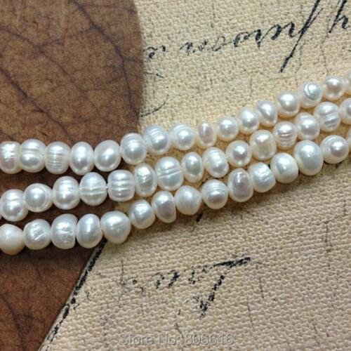 6*7MM 110Pcs=2strands Potato White Natural Freshwater Pearl Loose Bead Strands Jewelry Beads