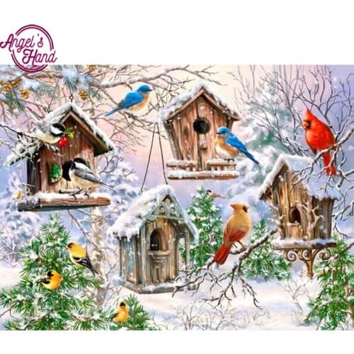 Diamond Embroidery 3D Diamond Painting Cross Stitch Winter Birds Diamond Mosaic Pattern Rhinestones Decor Christmas gift