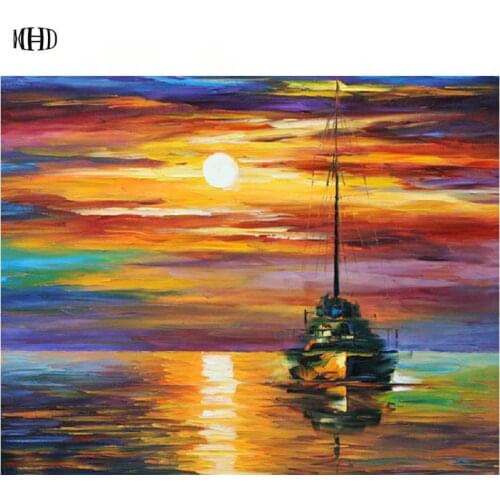 MHD Diamond Painting Full round square Rhinestone pastes Handcraft Marine ship Cross Stitch Diamond Embroidery mosaic painting