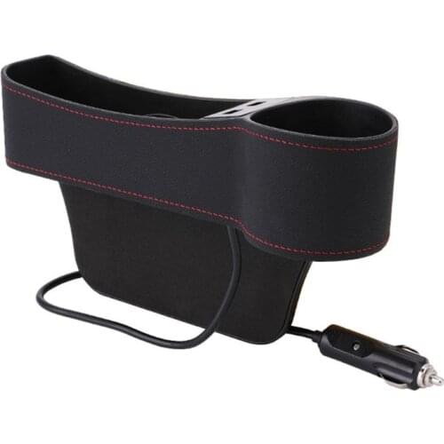 Car Seat Interval Organizer Storage Box with Dual USB Interface and Cup Holder Equipment Accessories
