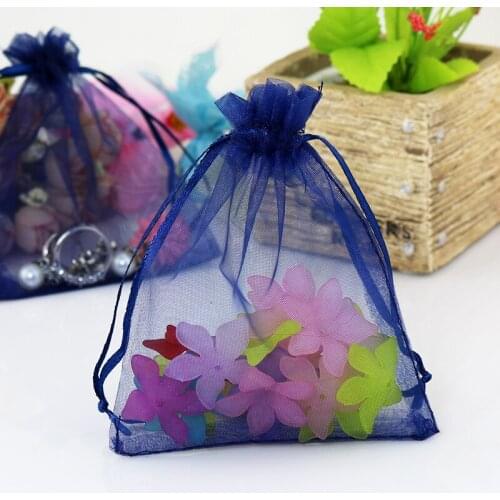 Free Shipping 500pcs/lot Navy Organza Bags 13x18cm Wedding Favor Jewelry Boutique Packaging Bag Cute Drawstring Gift Bag Pouches