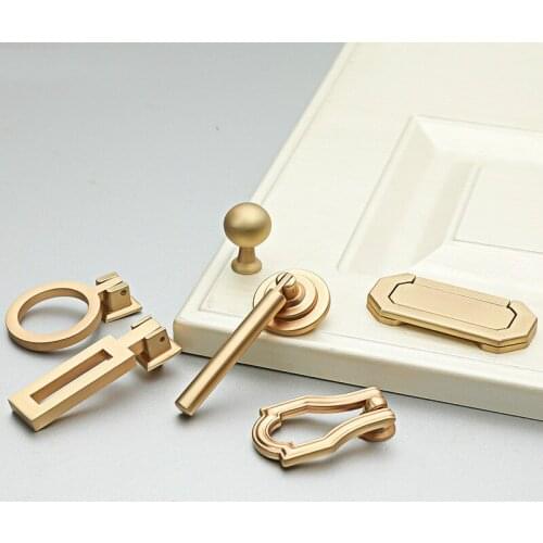 020 Solid Zinc Alloy European Furniture Handle Vintage Gold Cabinet Pulls Kitchen Cupboard Handle Drawer Knobs Hardware