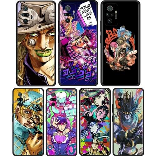 JoJo Bizarre Aventure Cover For Xiaomi Redmi Note 10 Pro 8T 9T 7 8 9 Pro 9S 10 5G 9A 8 Pro Cell Phone Case Black Soft Shell