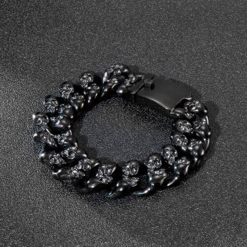 Jewels Store Black Color Skull Accessories Trend Mens 316L Stainless Steel Bracelet Gift For Friend JS129868-BDJX