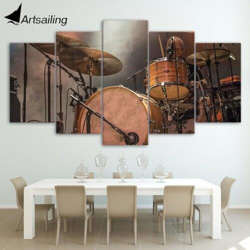 HD printed 5 piece canvas music drums artwork painting metallic wall pictures for living room modern free shipping/ CU-1645B