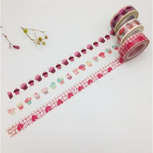 Beautiful 15mm*10m high quality washi tape/Pink cake and Color cake and Love heart masking japan washi tape