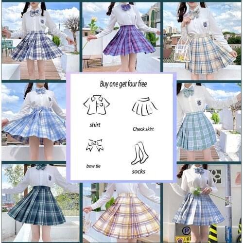 JMPRS Plaid Women Pleated Skirt Bow Knot Summer High Waist Preppy Girls Dance Mini Skirt Cute A Line Harajuku Sexy Japan Faldas
