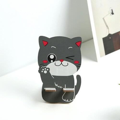 Lovely Cartoon Cat Wooden Phone Mount Holder Universal Portable Phone Holder Desk Desktop Stand Cell Phone Stands Accessories