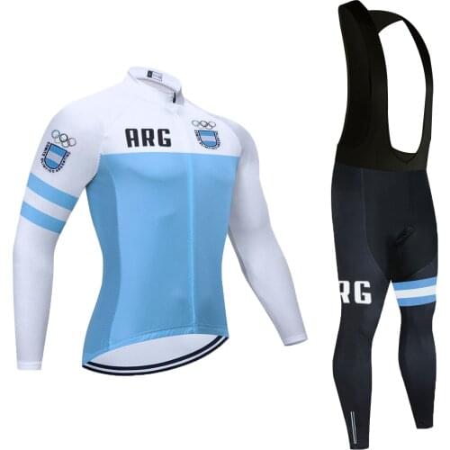 Mens Long Sleeve Suit Mountain Bike Cycling Jersey Argentina Team Breathable Cycling Clothing Sportswear Bicicleta Hombre 2021