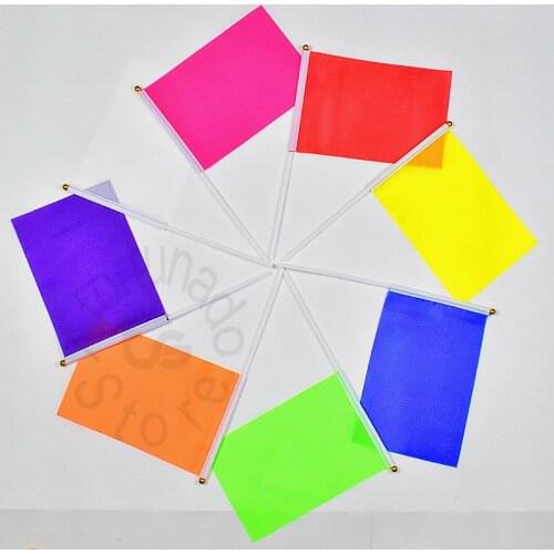 Solid color 14*21 cm Pure color square size banner Hand waving Flag 10pcs/set