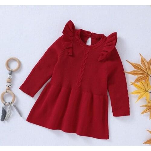 0-3 Years Autumn Casual Dress Baby Girls Long Sleeve Knitted Tutu Dress Kids Toddler Pageant Sundress