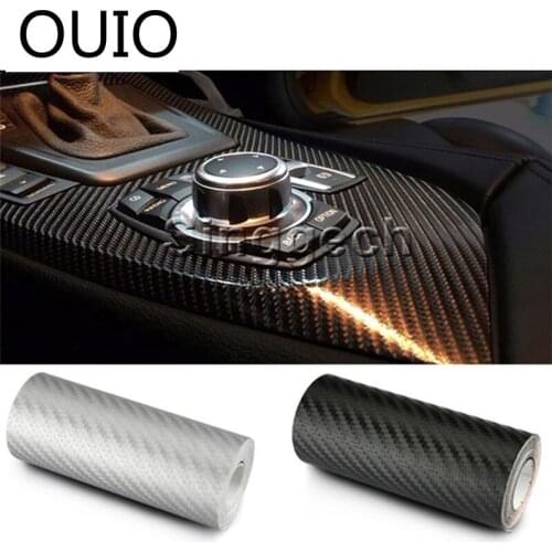 OUIO 30X127cm 3D Carbon Fiber Vinyl Car Sticker For Chevrolet Cruze Aveo Captiva Lacetti Peugeot 206 308 407 3008 Tiguan 2017