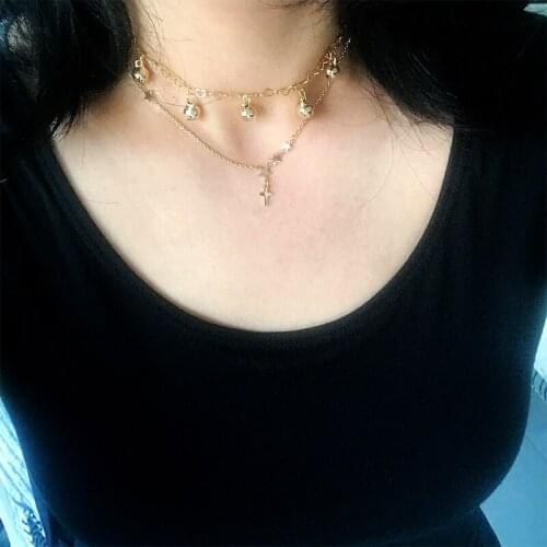 New Stainless Steel Small Bell Silver Color Tassels Pendants Necklace Bohemian Gold Heart-Shaped Chain Necklaces For Women 2021