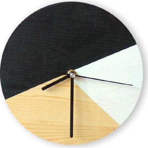 Nordic Contrast Wall Clock Simple Bedroom Quiet Living Room Solid Wood Scan Wathc Home Decorative Modern Design Wall Clocks