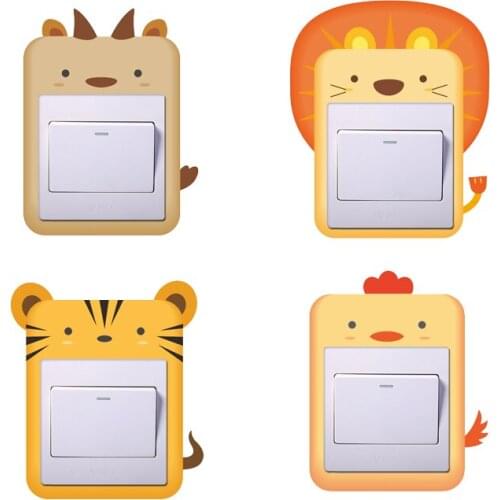 Funny Abstract Animals Switch Stickers For Kids Room Bedroom Home Decoration Diy Safari Wall Mural Art Pvc Decals Posters