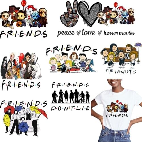 Movie Killers Iron On Patches For Clothing Fashion Friends Thermo Stickers DIY T-Shirt Heat Transfer Patches Stripe On Clothes