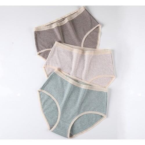 Womens Panties Large Sizes Cotton Briefs with High Waist Graphene Bacteriostatic Colored Cotton Panties Underwear Women