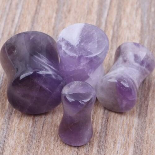 Pretty purple nature stone solod ear plugs for piercing jewelry wholesales flesh tunnel body jewelry kits gauges