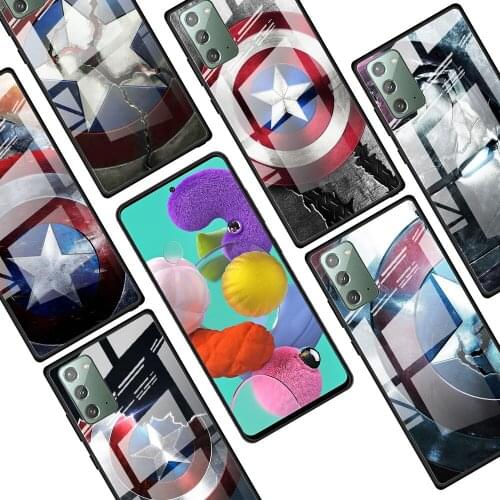 Avengers Shield Marvel for Samsung Galaxy Note 20 Ultra 10 Lite Plus 9 8 5G A70 A50 A40 A30 A20 Tempered Glass Phone Case