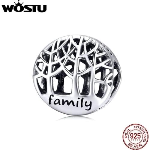 WOSTU Silver Trees Bead Hot Sale 295 Sterling Silver Family Trees Beads Warm Forest Making Family Jewelry Gift For Women BKC1144