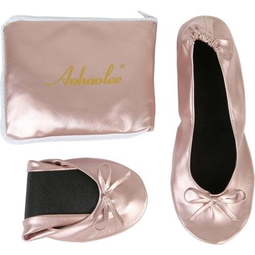 Women Shoes Flats Portable Fold Up Ballerina Flat Shoes Roll Up Foldable Ballet After Party Shoes For Bridal Wedding Party Favor