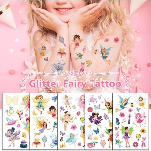 1 Sheet glaryyears Girl Children Fairy Butterfly Flower Tattoo Temporary Cartoon 10 Designs Tattoo Sticker for Body Art