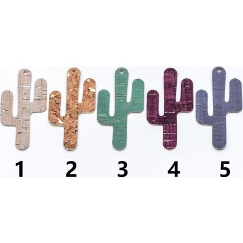 10pcs Leather Cactus Charm Pendants 59x30mm (FB-024)