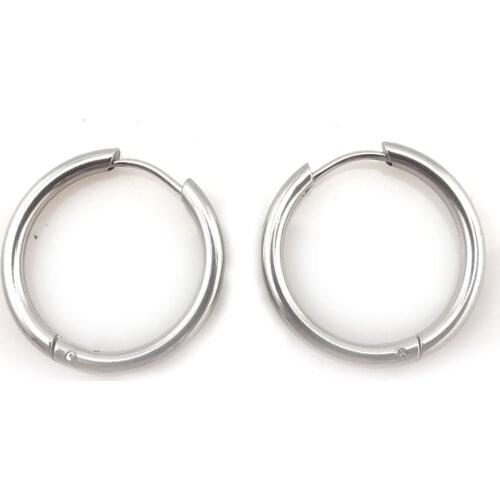 12 Pairs High Quality Silver Color Stainless Steel Loop Earrings Without Fading 15mm 17mm 19mm 23mm For Choose