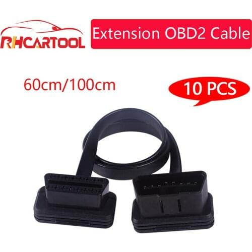 2/5/10pcs 60/100CM 16Pin OBD2 Cable Connector Diagnostic-Tool ELM327 Adapter Flat Thin Male to Female Extension Free dhl