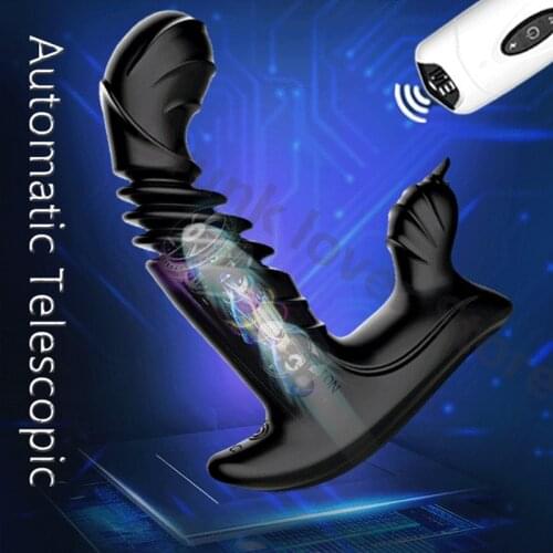 20 Speeds Automatic Telescopic Anal Vibrator For Men Wireless Remote Butt Plug Lick Scrotum Prostate Massage Vibrator Anal Toys