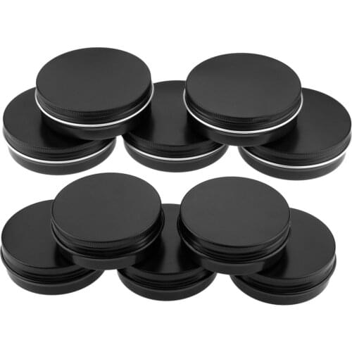 5pc 60ml/100ml Empty Containers Empty Refillable Aluminum Cream Powder Jars Black Metal Tin Cosmetic Containers Crafts Packaging
