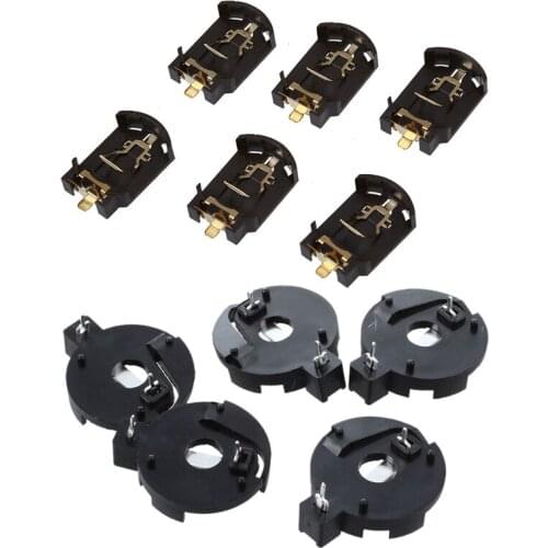 6Pcs Brown Plastic Housing CR2032 Button Cell Battery Socket Holder Case & 5 Pcs CR2016 2025 2032 Coin Cell Button Battery Holde