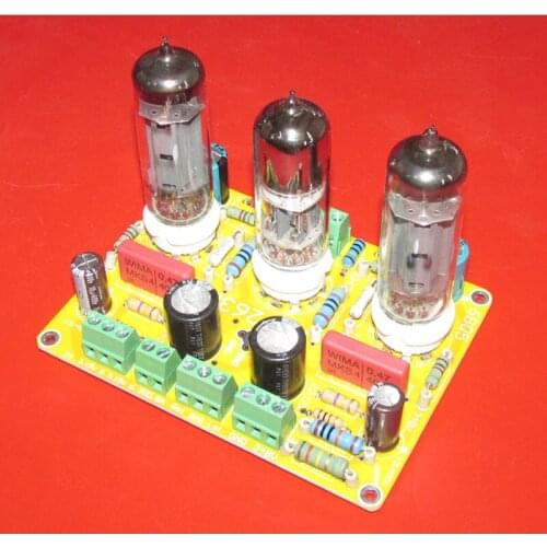 6H30 + 6BQ5 Active load preamp 2x voltage amplifier board, low internal resistance, effectively eliminate hum