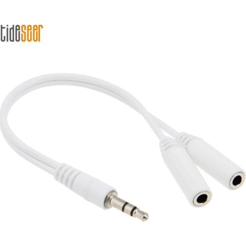 300pcs 18cm 3.5mm Jack Audio Splitter Aux Extension Adapter Cable Male to 2 Female AUX Cord For Phone PC Headphone Speaker