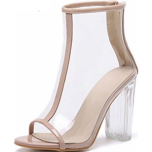 Summer Transparent Women Shoes Crystal High Heel Sandals Women Open Toe Ladies Sandalia Feminina Size 35-41 XKD4230