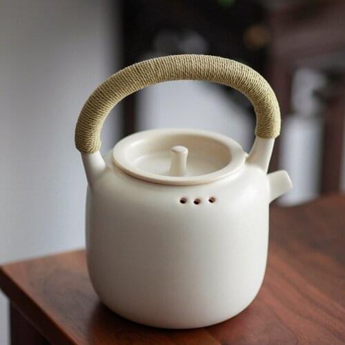 Handmade Pot Kettle Ceramic High Quality Cookware Boiling Water Kettle Vintage White Hervidor De Agua Kitchen Tools EB50WK