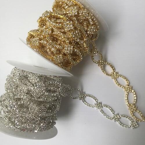 5Yards Rhinestones Trim for Clothes Strass Silver Golden Claw Chain Rhinestone Trim Sewing Accessories Free Shipping