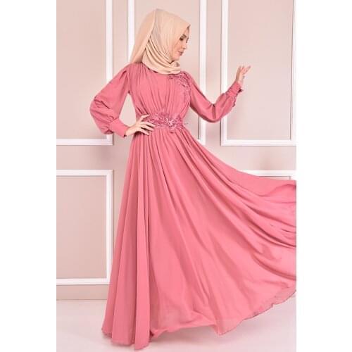 Güpür Detay Abiye Pudra KBR14742