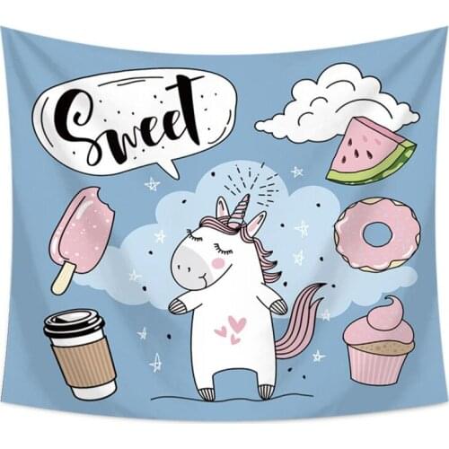 Unicorn Printing Tapestry Wall Hanging Cute Cartoon Unicorn Tapestry Polyester Home Decoration Tapestry Wall Hanging