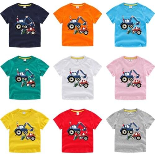 Cotton Boys T-Shirt Kids Shirts Baby Boys Short Sleeve Car Print T-shirt for Boy Summer Children Toddlder Tee Shirts Casual Tops