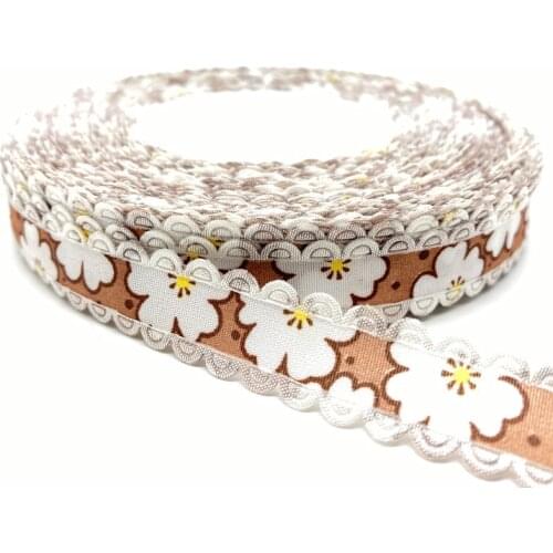 5Yards/lot 18mm Cotton Ribbon Handmade Design Printed Cotton Ribbons For Wedding Christmas Decoration DIY Sewing Fabric #13