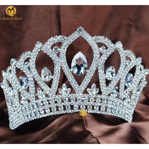 Queen 4.5" Pageant Hair Tiara Brides Crown Austrian Rhinestones Bridal Wedding Party Prom Beauty Contest Costumes Hair Accessory